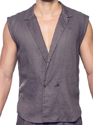 Produktbild von 2Eros Breezy Single Button Wrap Vest Dark Gray S