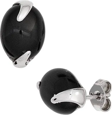 Produktbild von JOBO Ohrstecker 925 Sterling Silber rhodiniert 2 Onyxe Ohrringe