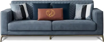 Produktbild von Klassische Polster Sofas Design Luxus Couch Sofa Textil Couchen Blau 3 Sitzer