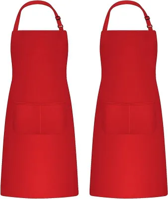 Produktbild von 2 Stück Kochschürzen für Männer und Damen, Backschürze mit 2 Taschen für die Küche, Malerschürze für Erwachsene, Latzschürze, verstellbare Schürze für die Gartenarbeit