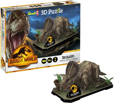 Immagine prodotto di Revell 3D Puzzle Jurassic World Dominion Triceratops, Dinosaurier, Dino, 44 Teile, ab 10 Jahre, 00242