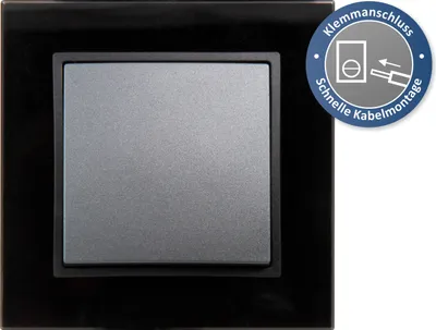 Produktbild von Schalter und Steckdosen Set McPower Flair "Lichtschalter Style Profi", 2-teilig, anthrazit, schwarzer Glasrahmen, Klemmanschluss
