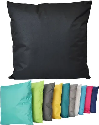 Produktbild von Outdoor Lounge Kissen 45x45cm Dekokissen Inkl. Füllung Wasserfest Sitzkissen Garten Stuhl Lotus Effekt , Farbe:Schwarz