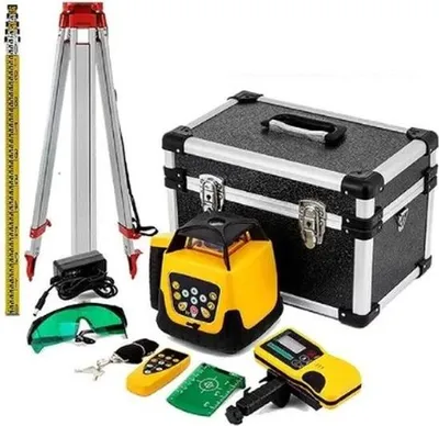 Obrázok produktu pre Rotačný laser - 500 m - Zelený laser - So statívom - Presnosť 1 mm/1,5 m - Laser