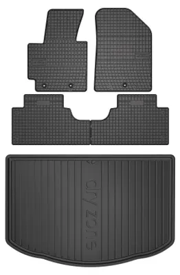 Zdjęcie produktu dla Dywaniki gumowe + mata bagażnika do Kia Soul II 2013-2019 (SUV/crossover, dolny poziom podłogi) – czarne, dopasowane – Wielganizator SolidPRO