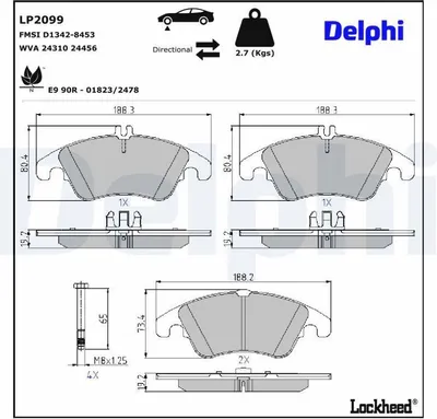 Produktbild von DELPHI Bremsbeläge Satz Vorne Bremsklötze passend für MERCEDES-BENZ C-Klasse Limousine (W204) LP2099