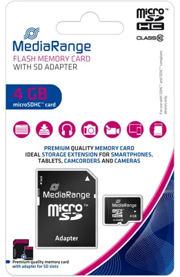 Produktbild von MediaRange Speicherkarte micro SDHC 4 GB