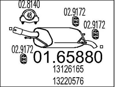 Produktbild von MTS 01.65880 Endschalldämpfer für OPEL Corsa C Schrägheck (X01) Auspuff