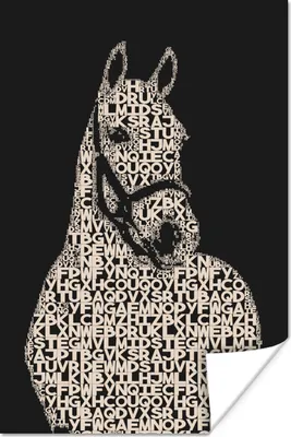 Produktbild von MuchoWow® Poster Pferd - Briefe - Schwarz - Mädchen - Kinder - Mädchen 80x120 cm - Papierdruck