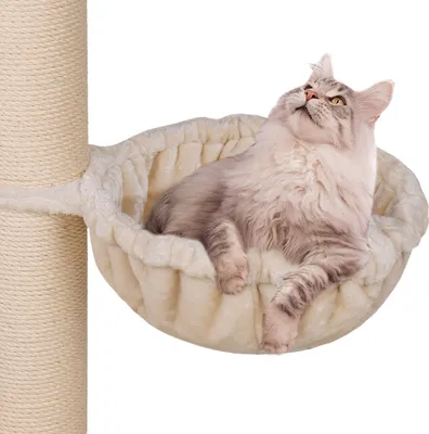 Produktbild von HAPPYPET Universal XXL Liegemulde für Kratzbaum Ø 45 cm - Schlafmulde für große Katzen, Maine Coon, Stabil bis 20 kg Traglast, Katzenmulde, Creme