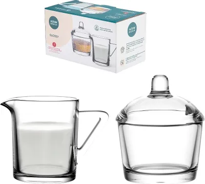 Produktbild von Set Zuckerdose aus glänzendem Glas 210ml und Milchkännchen 200ml