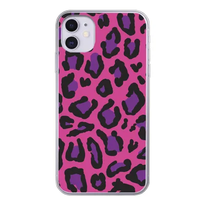 Produktbild von MuchoWow® Handyhülle Schutzhülle Hülle für iPhone 11 Pantherdruck - Rosa - Lila Silikon Softcase Handy Hülle - Handytasche