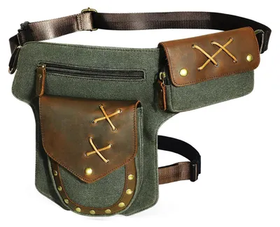 Produktbild von Herren Beintasche Canvas Leder Grün FB211-8