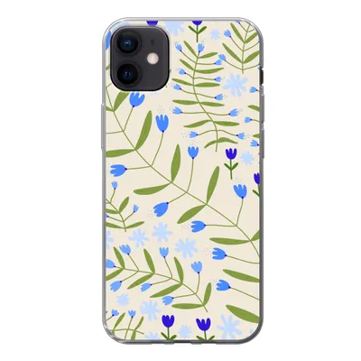 Produktbild von MuchoWow® Handyhülle Schutzhülle Hülle für iPhone 12 mini Blume - Blätter - Blau Silikon Softcase Handy Hülle - Bild