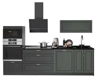 Produktbild von Küchenzeile Vicco Fame-Line Grün-Gold Landhaus/Anthrazit 280 cm, AP Anthrazit, Model 64659