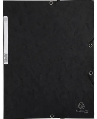Produktbild von Exacompta 25x Sammelmappe + Gummizug 3 Klappen Karton 400g/m2 A4 Schwarz 55501E