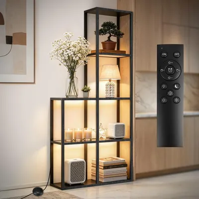 Produktbild von Glasvitrine Vitrine mit Dimmbar LED Beleuchtung Einstellbare Farbtemperaturen Helligkeit Glas Bücherregal Wohnzimmer Büro Schlafzimmer (78x30x168cm)