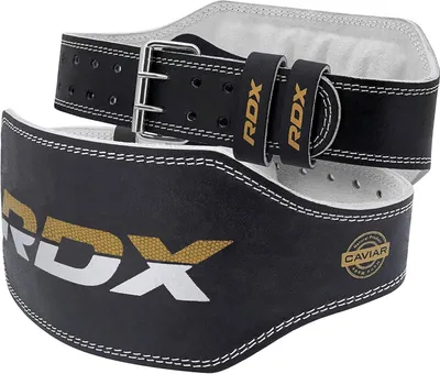 Obrázok produktu pre RDX 6 palcový kožený vzpieračský opasok, 10 nastaviteľných otvorov na tréningovú pracku, posilňovací fitness opasok kulturistika, polstrovaný opasok