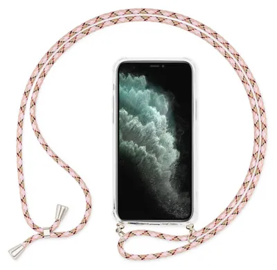 Zdjęcie produktu dla Etui na telefon NALIA z łańcuszkiem do iPhone 11 Pro, naszyjnik z paskiem na szyję różowo-biały