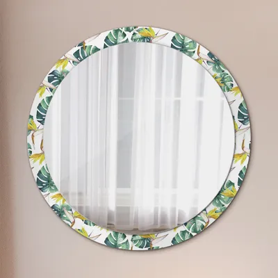 Produktbild von Ø100cm Modern Spiegel - Wandspiegel Wandmontage- Schlafzimmer - Tropisch Blätter
