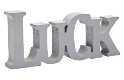 Produktbild von Grauer Holz-Schriftzug 'Luck' als Dekorationselement, ca. 16,0 x 4,0 cm