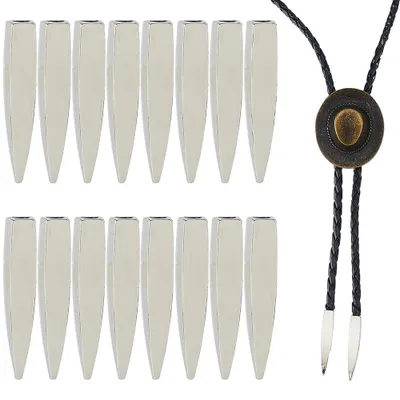 16 Bolo-Krawatten-Spitzen, 3,3 cm, Legierung, platinfarben