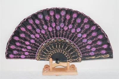 Produktbild von 067, 1 Stk Fächer Pailletten rosa schwarz Stoff Tanz Deko spanisch Sommer