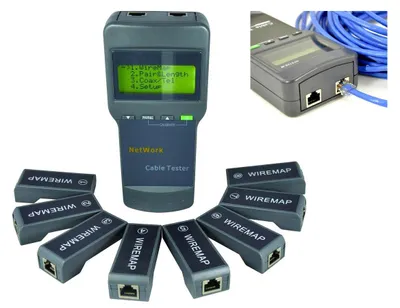 Productafbeelding van Professionele tester voor RJ45 Ethernet-netwerken met 8 satellieten en bedradingsschema