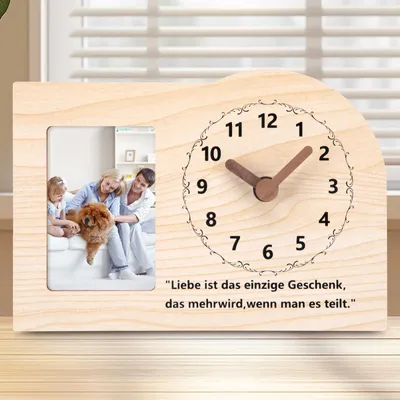 Wandklok met Fotolijst – Houten Fotoklok – 20 cm – Vintage