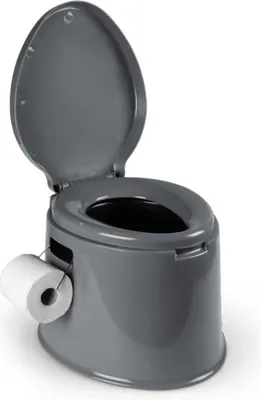 Produktbild von Eurocatch Tragbare Campingtoilette 5 L - Kompakte Campingtoilette - Leichtgewicht - Herausnehmbarer Eimer - Inklusive Toilettenpapierhalter