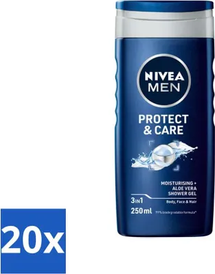 Obrázok produktu pre NIVEA Men sprchový gél Protect & Care 250 ml - hodnotné balenie - 20 kusov