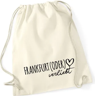 Produktbild von Huuraa Turnbeutel Frankfurt (Oder) verliebt 12 Liter Natural Baumwolle Rucksack Geschenkidee