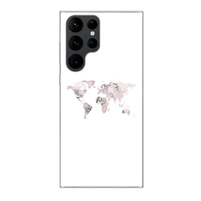 Produktbild von MuchoWow® Handyhülle Schutzhülle Hülle für Samsung Galaxy S22 Ultra Weltkarte - Marmor - Grau Silikon Softcase Handy Hülle - Abbildung