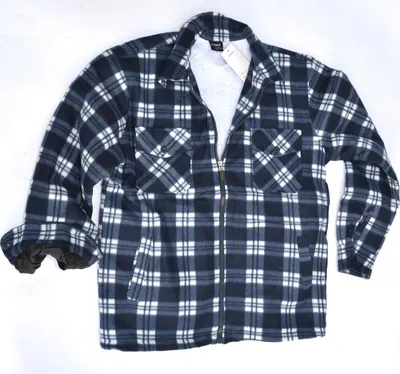 Produktbild von Herren Holzfäller Hemd Kariert Thermo Gefüttert Jacke Flanell Fleece 2023/24 Navy-blau L