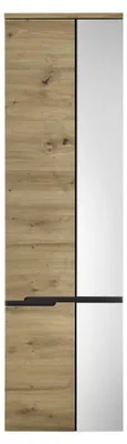 Produktbild von Hochschrank MEMPHIS mit 2 Türen, 4 Fächern, Soft-Close und Spiegel, Grau / Artisan Eiche