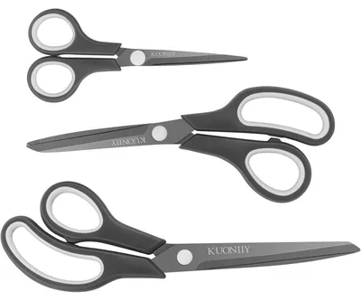 Obrázek produktu pro Sada nůžek, 3 kusy, s titanovým povrchem, ergonomickými rukojeťmi s protiskluzovou úpravou a ostrými čepelemi, délka: 15,3 cm / 21,3 cm / 25,3 cm