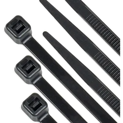 Obrázek produktu pro Stahovací pásky, 300 mm x 7,6 mm, 100 kusů, černá barva, odolné vůči UV záření, nylon