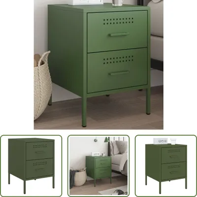 Immagine prodotto di The Living Store comodino verde oliva 36x39x50,5 cm in acciaio
