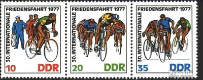 Produktbild von Briefmarken DDR 1977 Mi WZd346 (kompl.Ausg.) (2216-2218 als Dreierstreifen) gestempelt Internationale Radfernfahrt für den Frieden