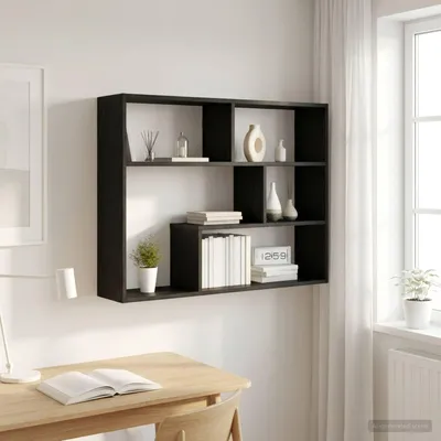 Obrázok produktu pre Maison Exclusive – Nástenná polica, čierna orechová, 95 x 20 x 69,5 cm