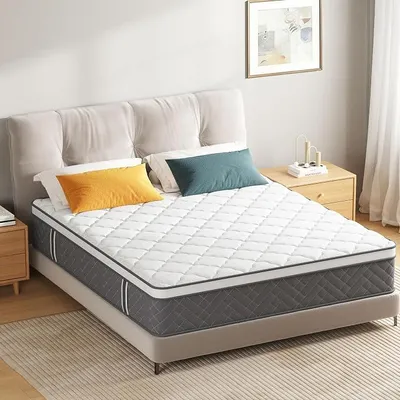 Imagen del producto de Colchón de 140x200 cm, altura 30 cm, con certificación , firmeza H3, colchón de muelles ensacados con 7 zonas y capa de espuma viscoelástica, tejido suave, duradero y agradable al tacto, dimensiones: 140x200x30 cm