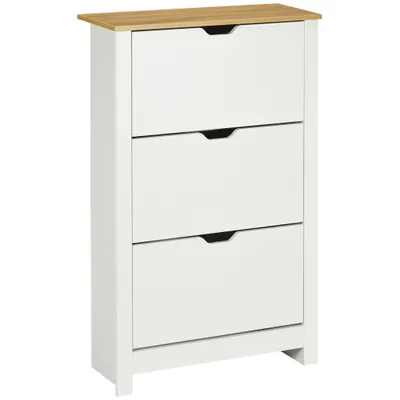 Produktbild von Schuhschrank platzsparender Schuhkipper mit 3 Klappen für 18 Paar Schuhe, 72 x 26 x 112 cm, Schuhregal für Flur & Eingangsbereich