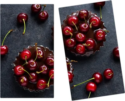 Produktbild von Spritzschutz Herdabdeckplatte Schneidebrett aus Glas Kirschkreise 2-Teilig (60x52cm)