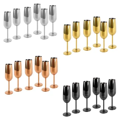 Produktbild von Echtwerk  Sekt-/Champagnerkelch Set 6tlg aus Edelstahl, Farbe:Schwarz