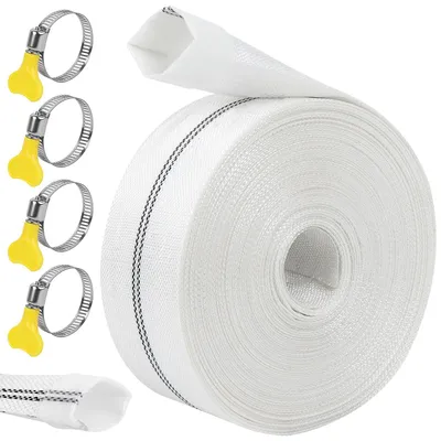 Zdjęcie produktu dla Wąż tekstylny, płaski, spiralny, o średnicy 38 mm, długości 20 metrów, z 4 klipsami