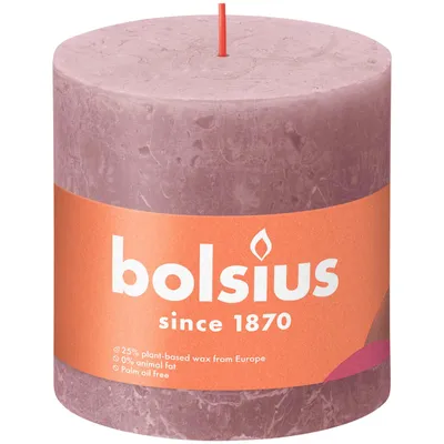 Produktbild von Bolsius Stumpenkerze Ash Rose Ø100 mm - Höhe 10 cm - Grau/Rosa - 62 Brennstunden