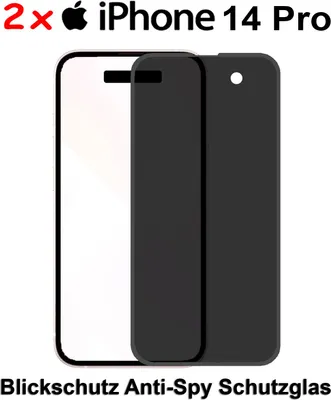 Produktbild von 2x 3D Anti Spy iPhone 14 Pro Privacy Blickschutz Panzerglas Schutzglas Panzerfolie Glas Hartglas