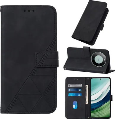 Produktbild von Hülle für Huawei Mate 60 Prägung Flip Leder Kartenfächer Schutzhülle mit Ständer Schwarz