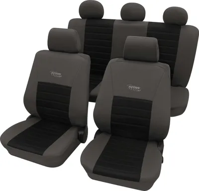 Produktbild von Auto Sitzbezüge Universal Komplett Set 11-teilig - Active Sports schwarz, Eco Class mit SAB 1 Vario | Autositzbezüge / Schonbezüge von PETEX