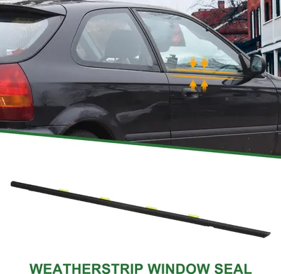 Image de Joint D'Étanchéité De Fenêtre, Bande De Garniture De Fenêtre, Pour Honda Civic 1996-2000, PVC, Avant Gauche, No.72450S04003, Noir, 1 Pièce